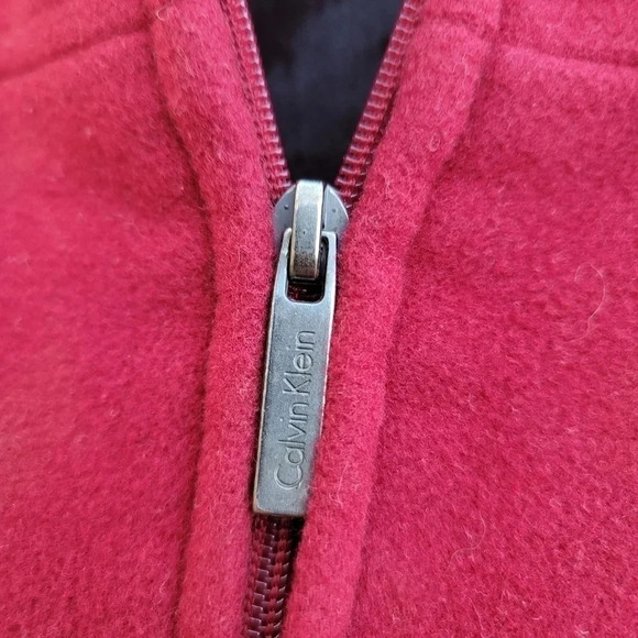 Calvin Klein Women's Jacket Wool Cashmere blend Coat Dark Red Zip Hooded Lined M - Picture 4 of 13